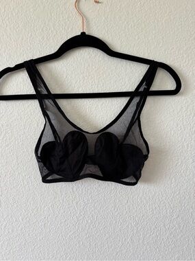 Only Hearts Black Sheer Heart-Appliqué Bralette with Wide Straps